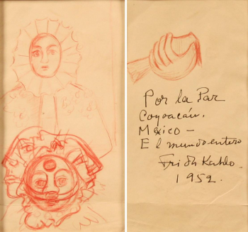 芙烈達·卡蘿 (和) 紙面墨水及彩色鉛筆 一九五二年 19 x 10.1 厘米
